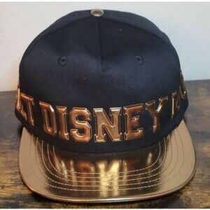 NWT Walt Disney World Gold & Black PUFFY  letter  6 panel snapback Hat NEW